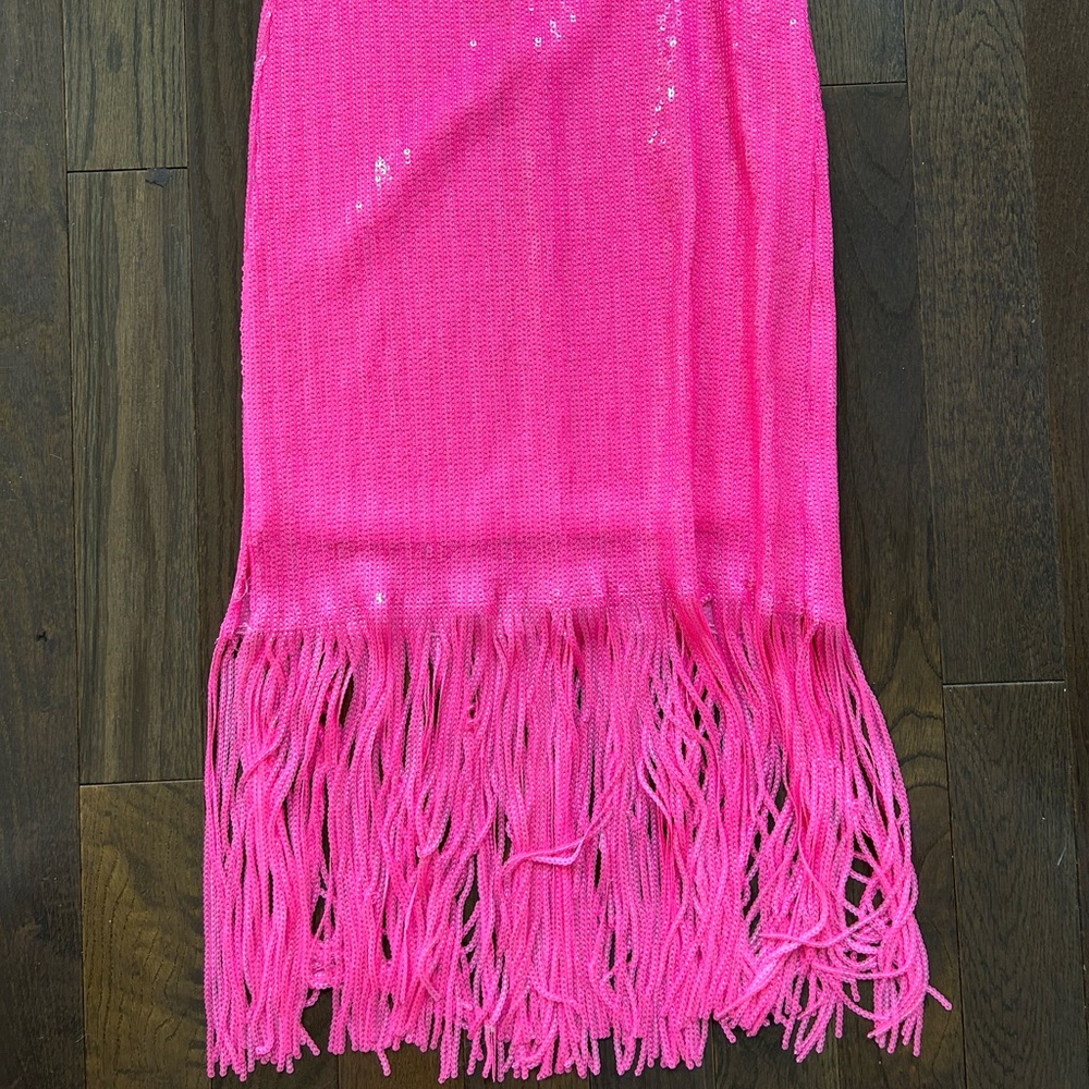 Pink sequin fringe maxi